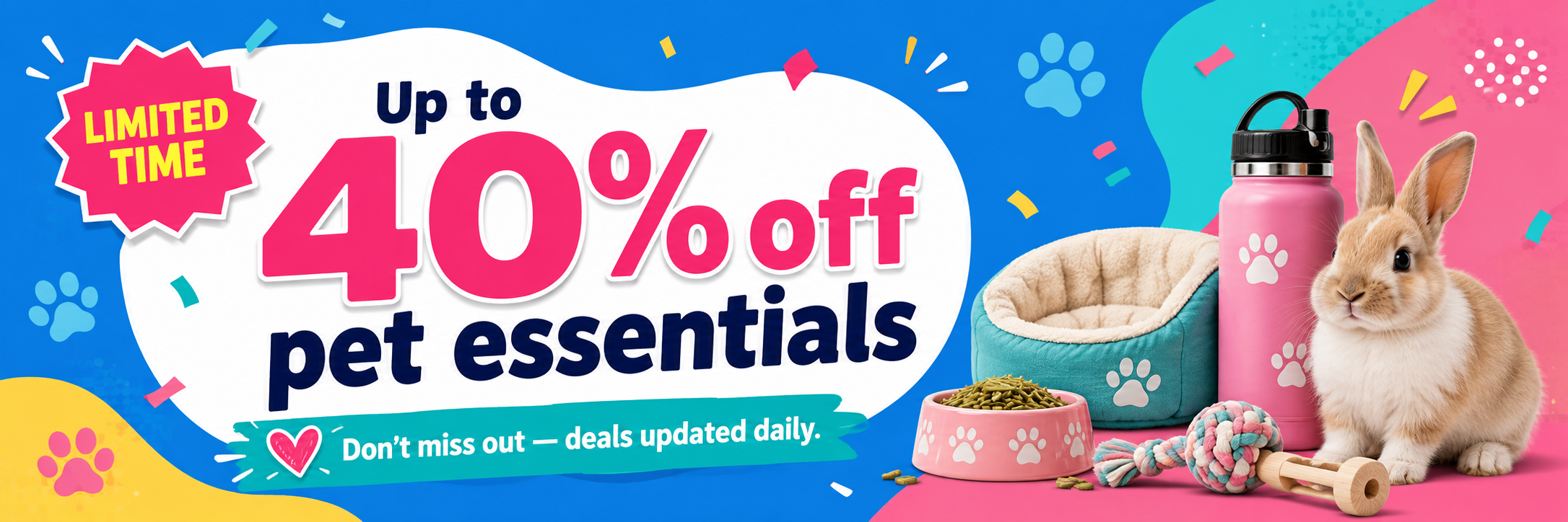 Limited time — Up to 40% off pet essentials — Don't miss out, deals updated daily