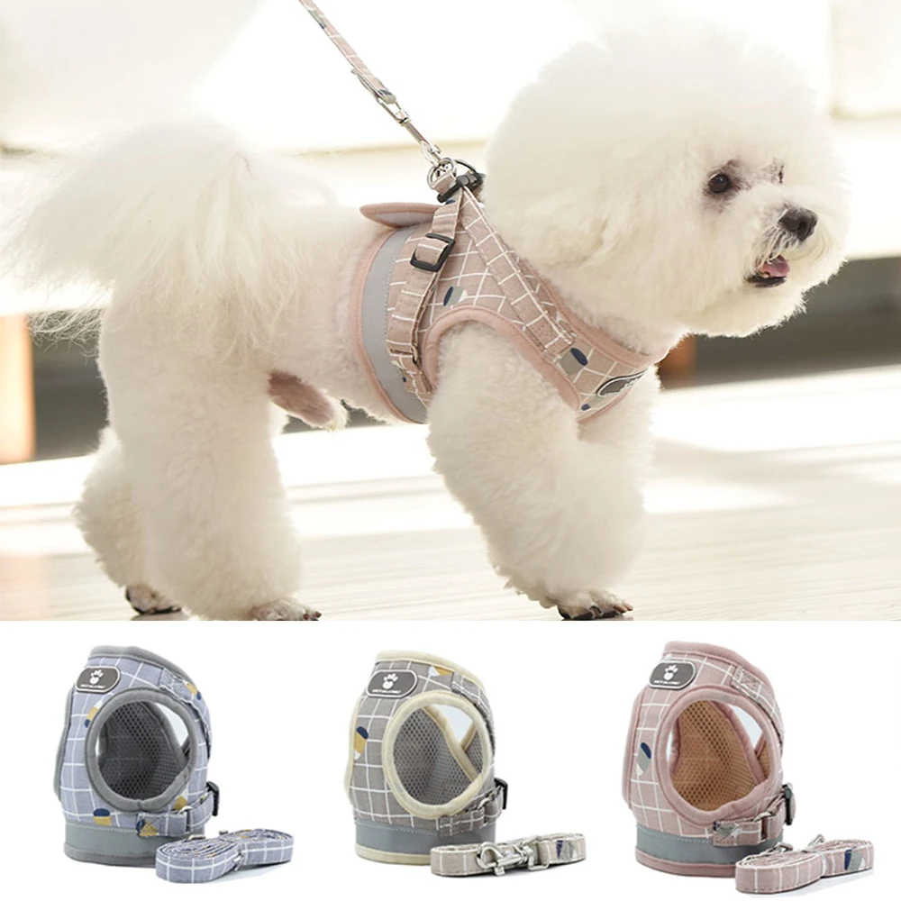 Dog Harness Reflective Puppy Kitten Collars Breathable Mesh Vest Adjustable Small Dog Cat Vest 1005001349896926