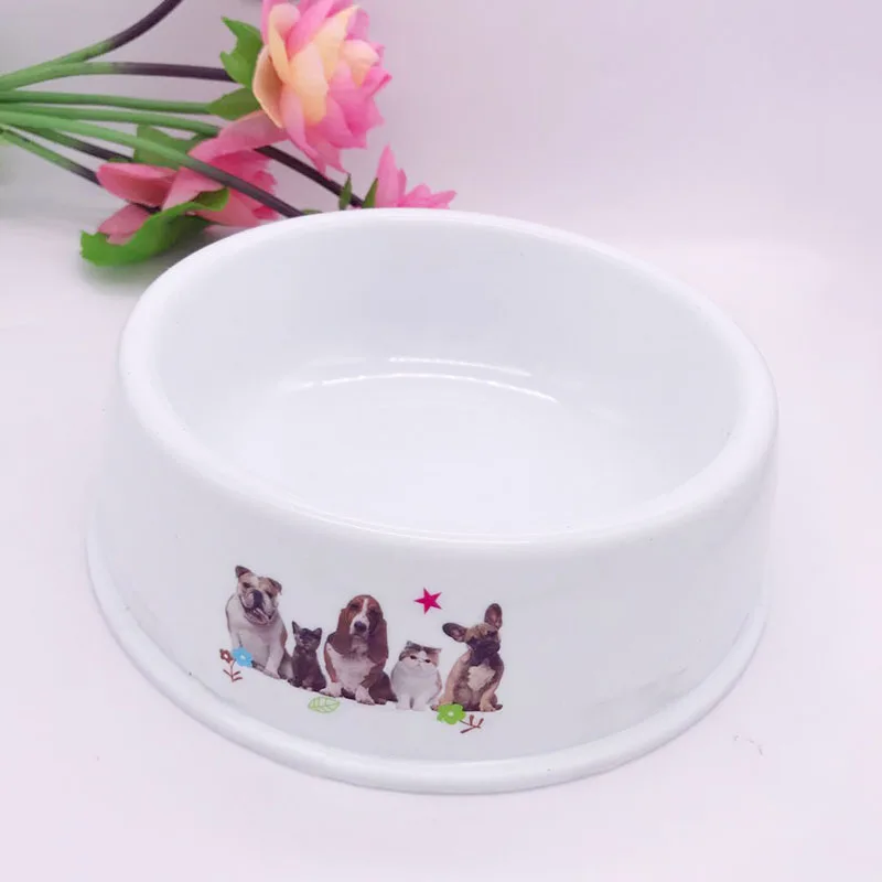 Pet Dog Feeding Food Bowls Puppy Lovely Print White Dog Feeder Dish Bowel Cat Bowl Deep Bowl with 1005001425492044
