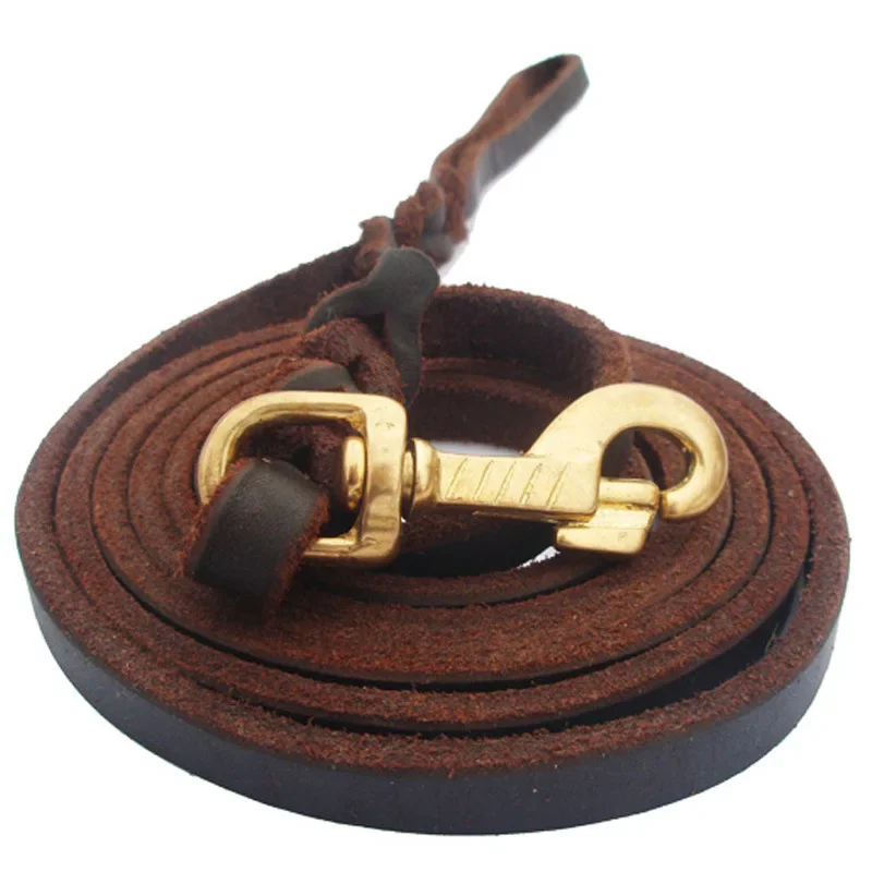 Large Dog Leash Walking Training Lead Braided Real Leather Pet Traction Rope Competition German 1005001615222523