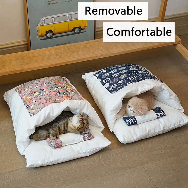 Kawaii Removable Cats Bed House Home Supplies Products for Adult Cats Large Pet Dog Bed Cat's House 1005001722390544