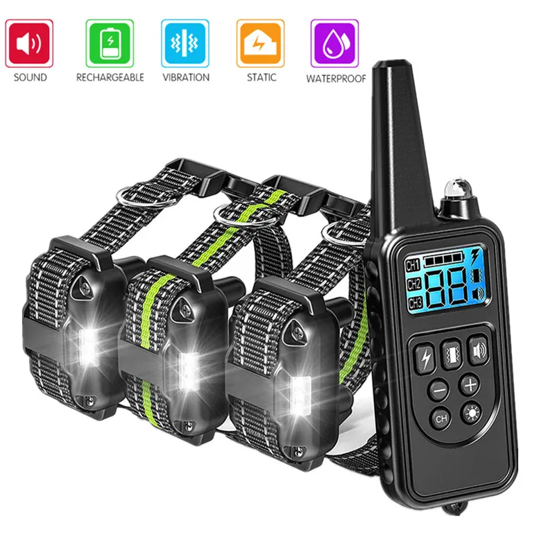 800m Dog Training Collar Remote Electronic Shock Training Collars Rechargeable Waterproof Stop 1005001775584175