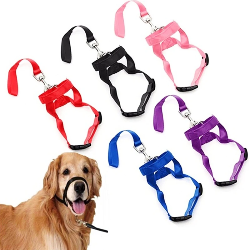 Nylon Dog Head Collar Dog Training Halter Pet Gentle Leader No Pain No Pull Control Training Leash 1005001779769274