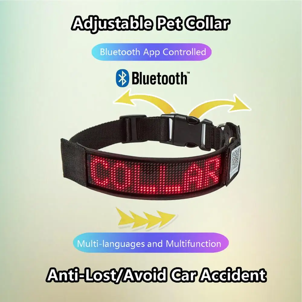 Rechargeable Illuminated Dog Collars LED Programmable Scrolling Text Flash Leopard Collar Puppy 1005001798480286