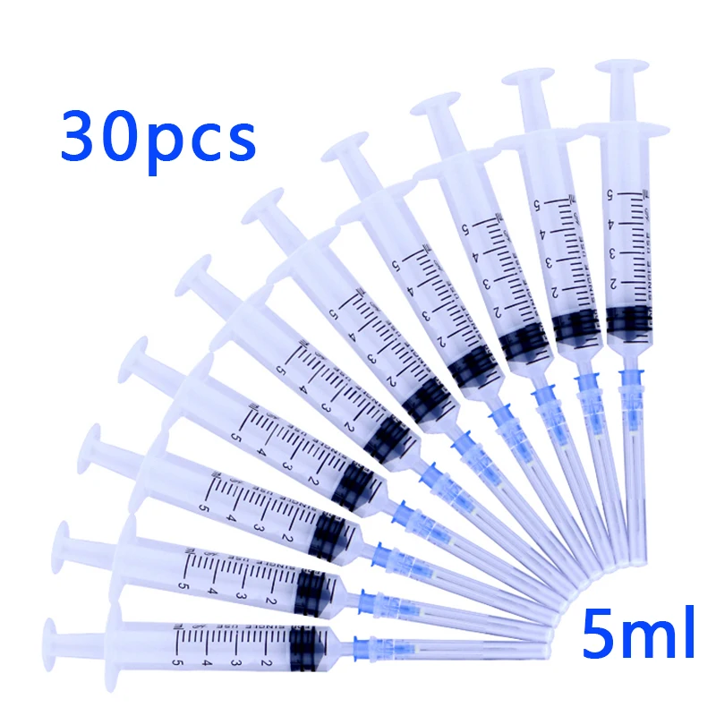 30pcs 5ml Disposable Plastic Veterinary Syringe With Needles For Pet Farm Animal Cat Dog Pig Cattle 1005001817043387