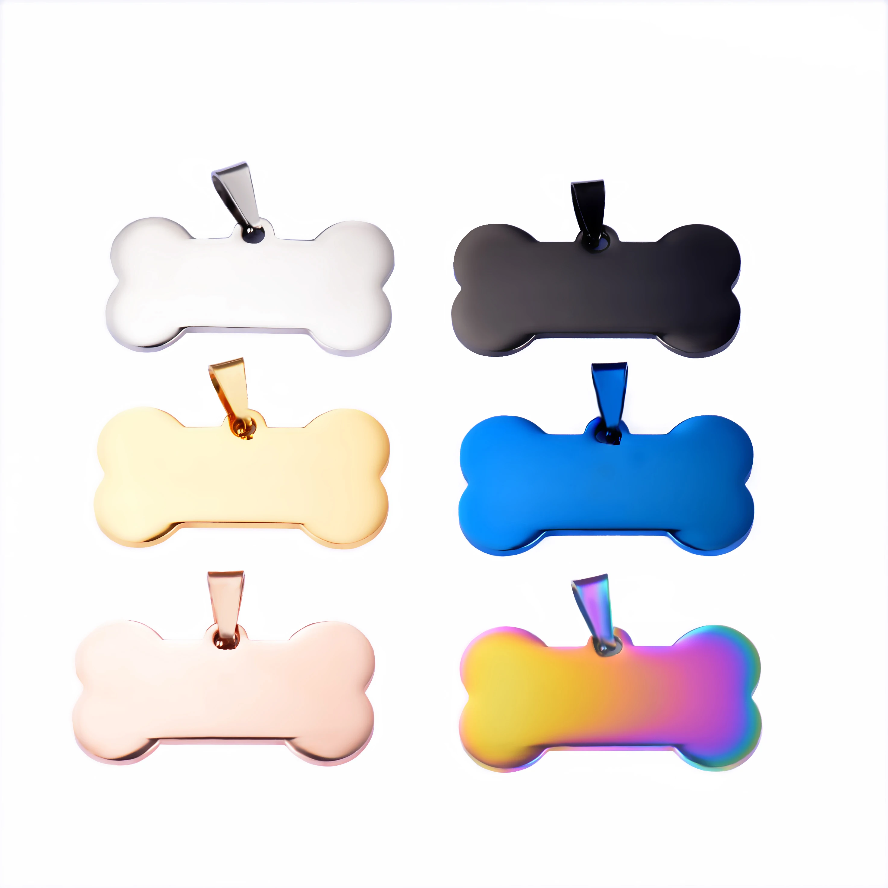 5Pcs Dog Tag Puppy ID Tag Stainless Steel Bone for Neutral Necklace Mirror PolishTags Pet Dog 1005001848440726
