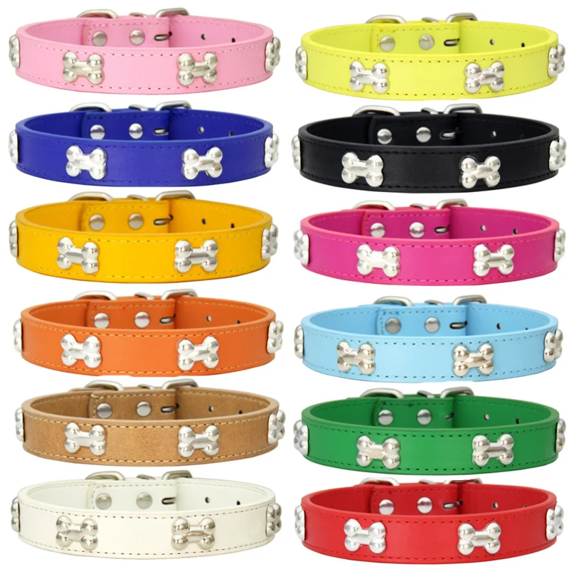 Pet Dog Collar Bone Leather Durable Pet Supplies Accessories Neck Strap Collar for Dog Puppy Pug 1005001875835461