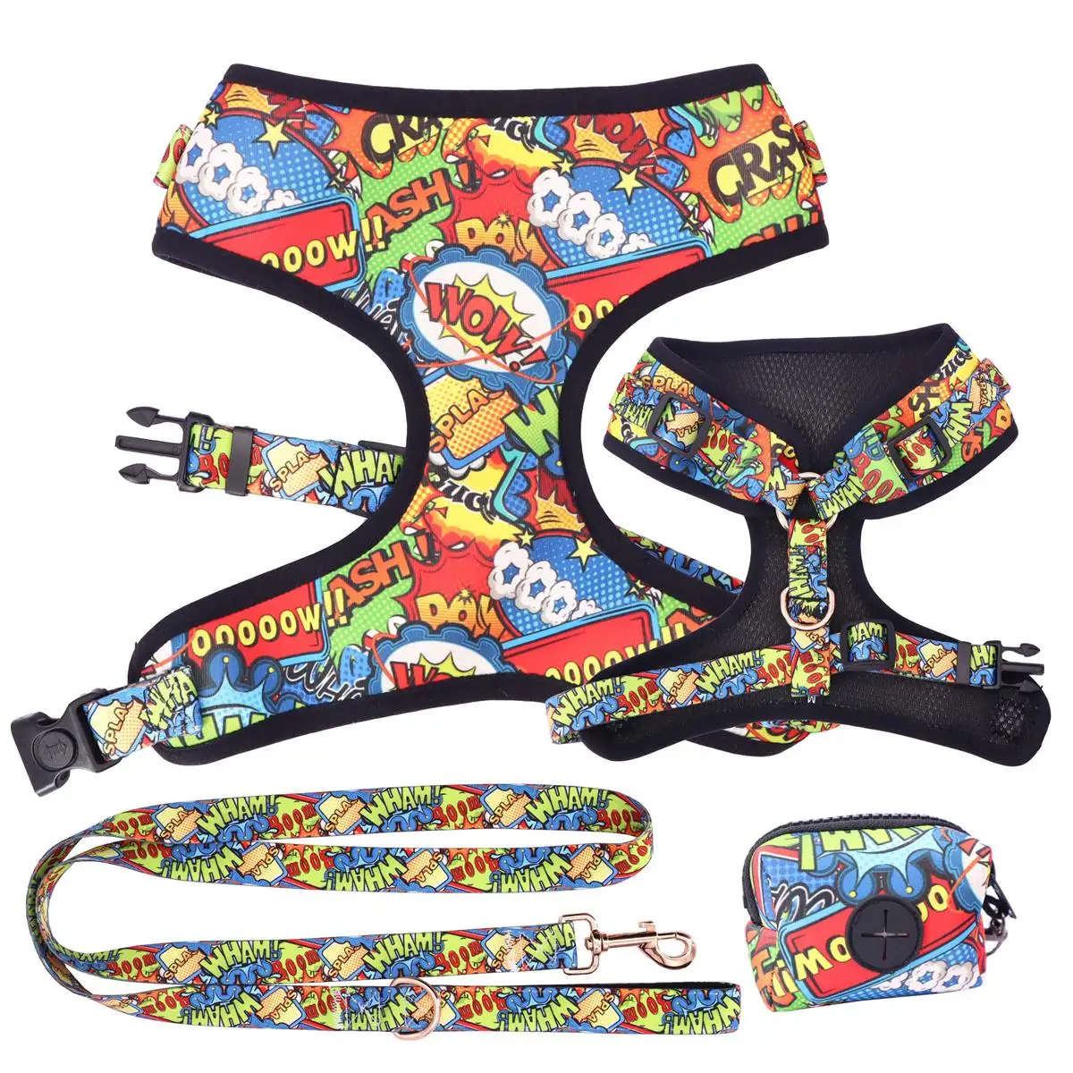 20201 cool dog vest harness, matching dog collar,vest,poo bag and bandana for pet gift 1005001934511295