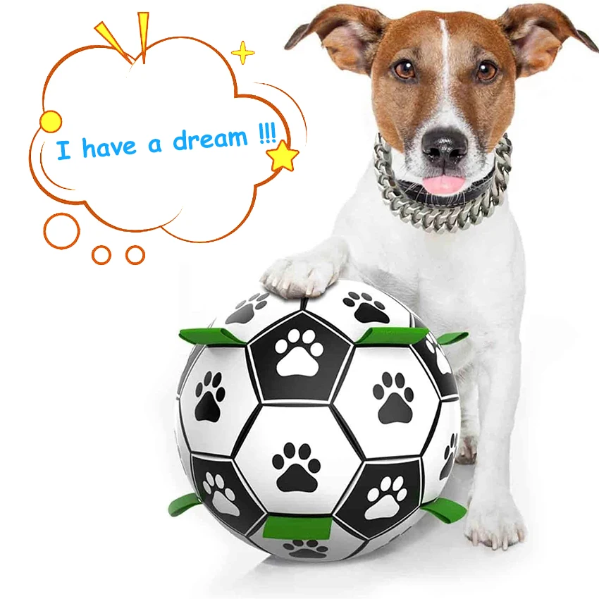Dog Toy Interactive Pet Football Toys with Grab Tabs Dog Outdoor training Soccer Pet Bite Chew 1005001947375431