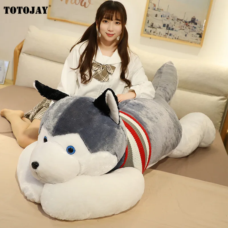 50-120cm Giant Dog Plush Toys Soft Stuffed Husky Long Pillow Cartoon Animal Doll Sleeping Cushion 1005002096963005