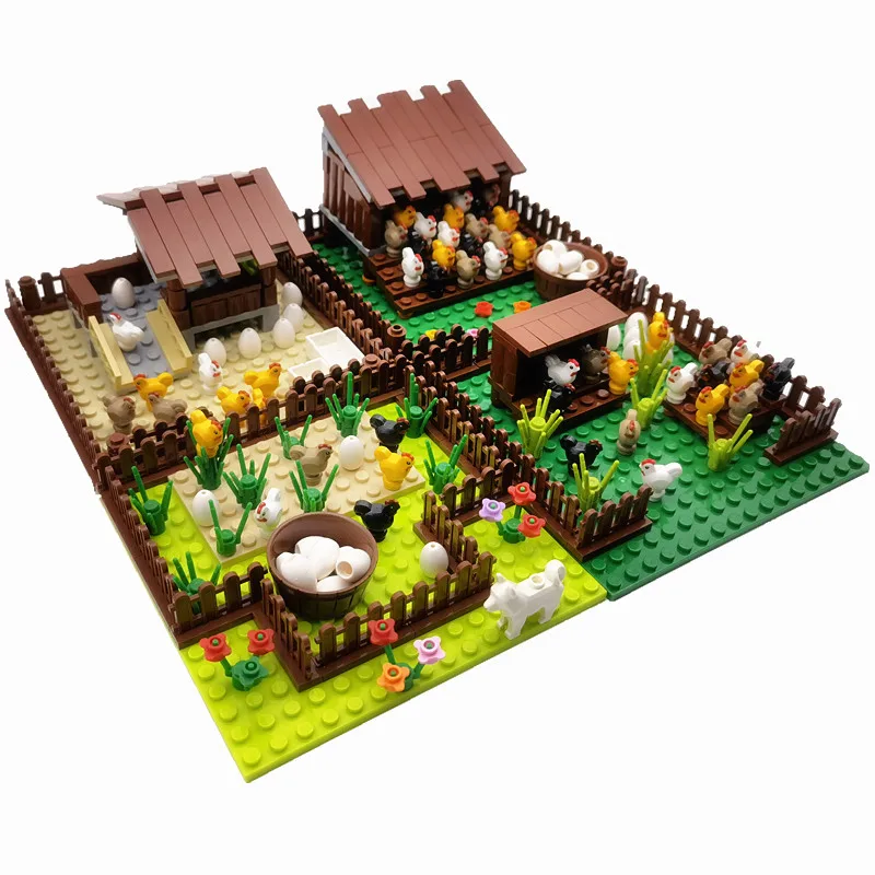 Creative City Farm Building Blocks Animals Set Pigpen Doghouse Henhouse Pig Dog Toys For Children 1005002206538762