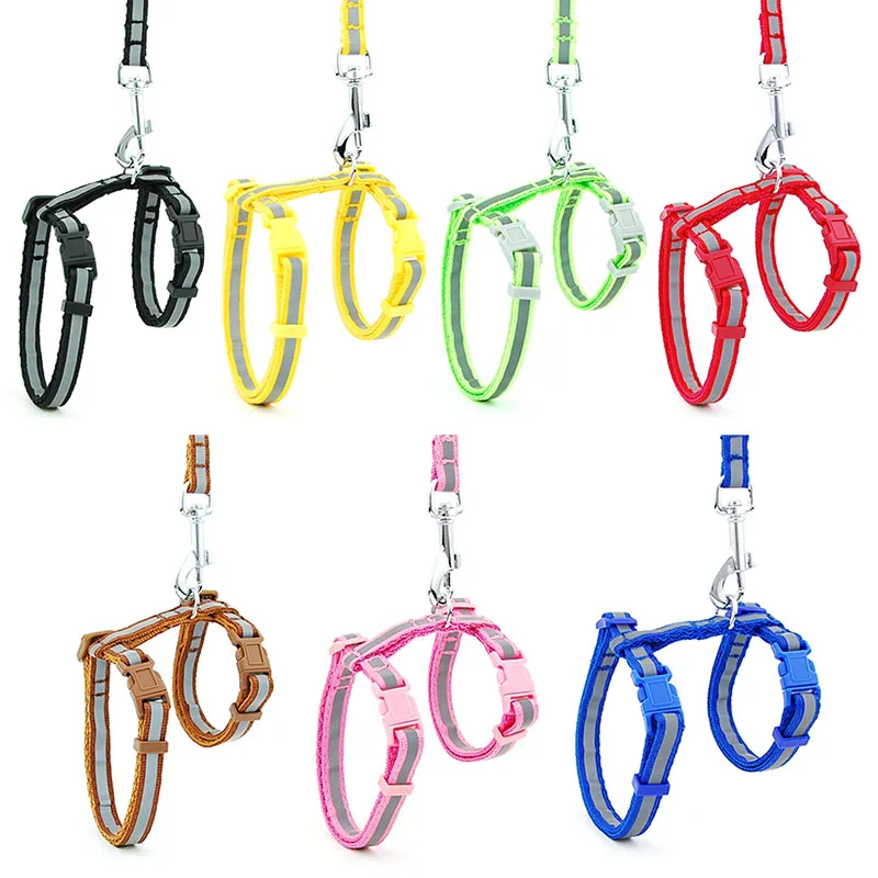 Reflective Nylon Cat Pet Collar Harness Leash Adjustable Bright Kitten Puppy Halter Collar Dog Pet 1005002432390655