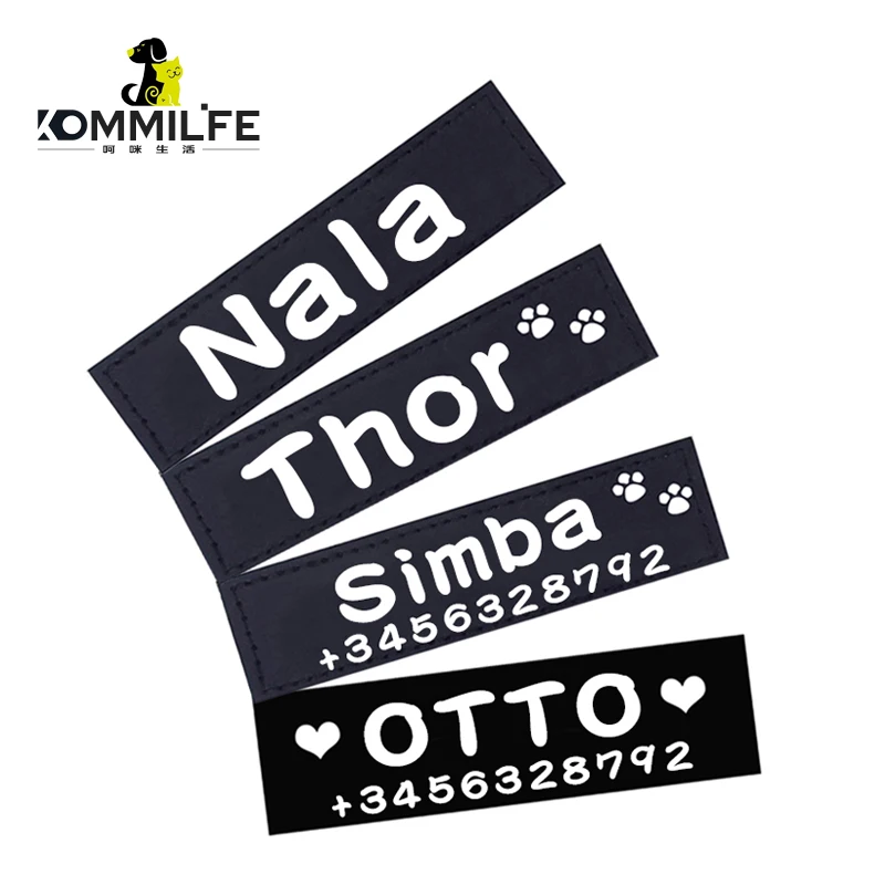 2 PCS PU Personalized Dog ID TagS for K9 Harness Collar Label Sticker Patch Custom Dog Tag Name 1005002447217415