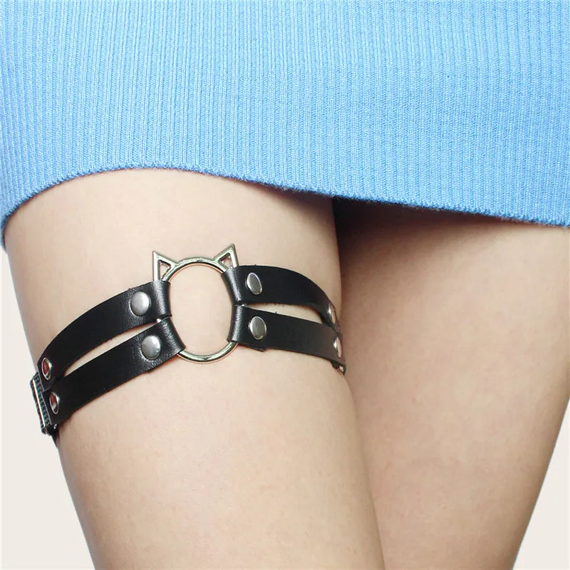 Womens Sexy Punk Elastic Harness Cat Leg Chain Garter Belts Cosplay Spike Elastic Thigh Ring Garter 1005002575700864