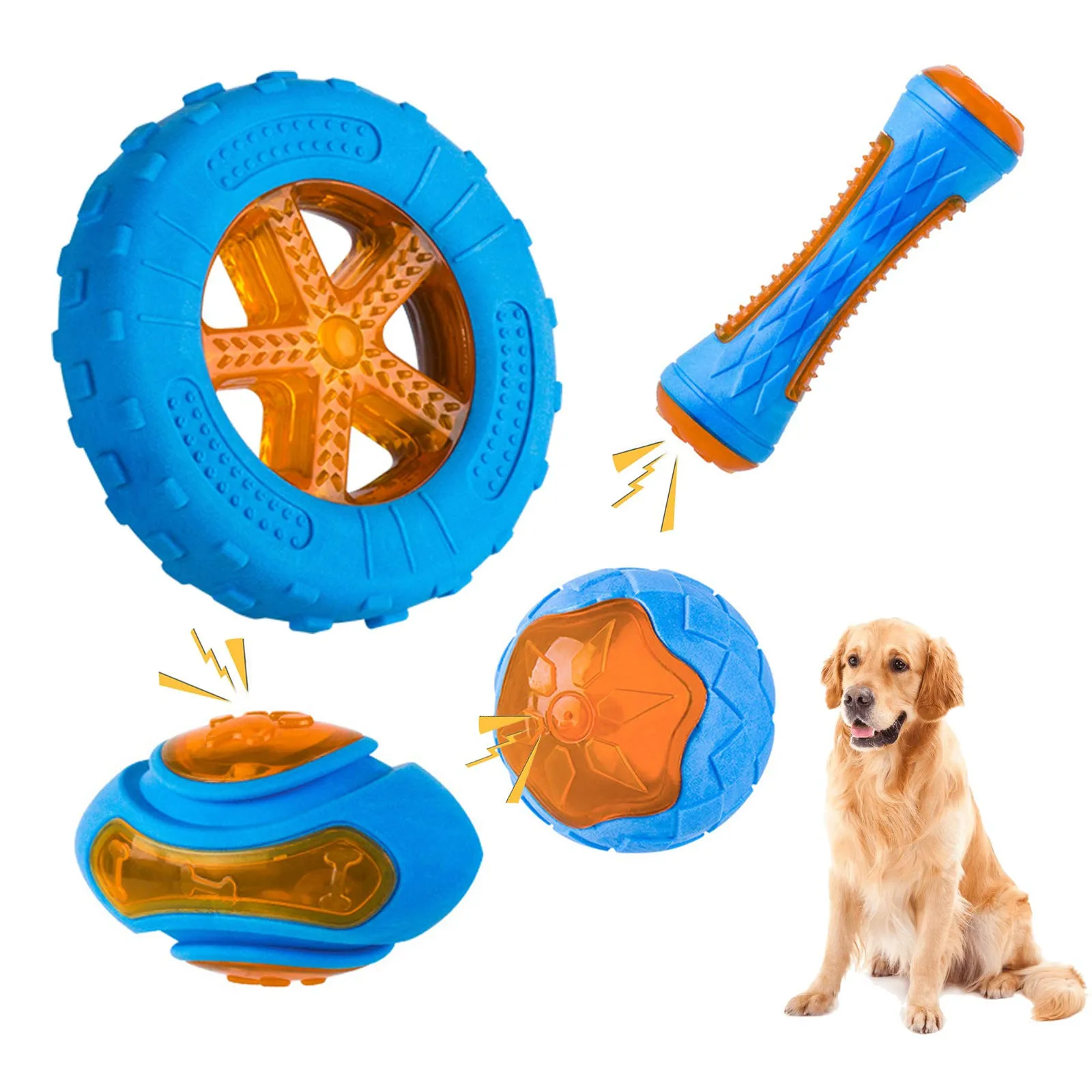 Rubber Dog Toys for Dog Chewing Bite Resistant Squeaky Training Playing Toy Interactive Dog Toys 1005002584013896