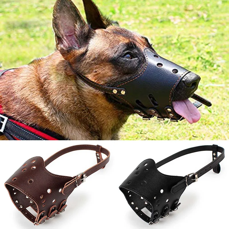 Soft Leather Muzzle for Dogs Anti-Biting Secure Adjustable and Breathable Pet Small Large Dogs 1005002997868370
