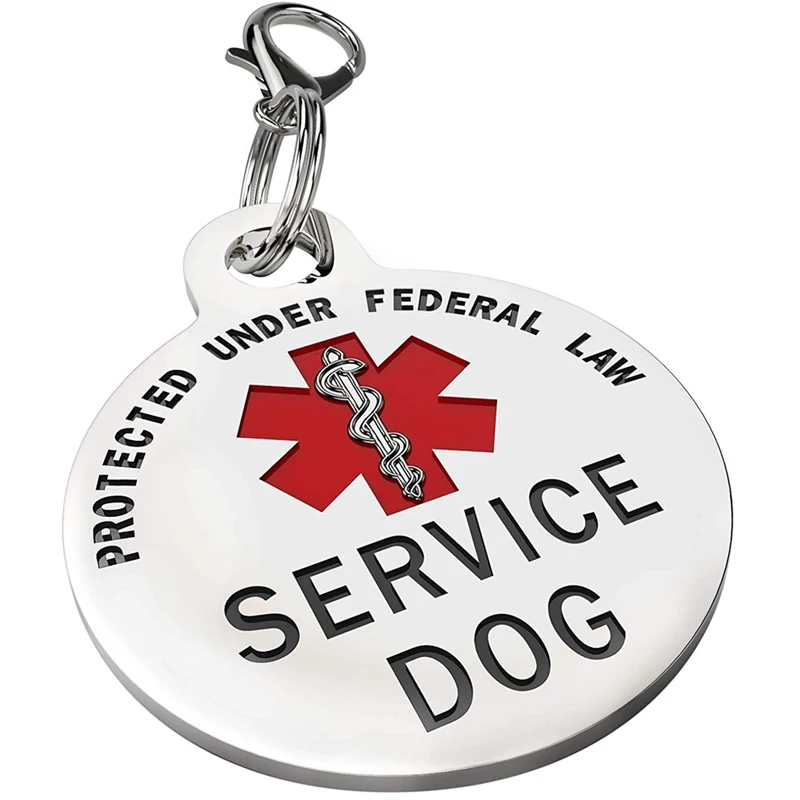Service Dog Tag Federal Protection w/ Red Medical Alert Symbol Pet ID Tags Easily Attach to Collar 1005003077110242