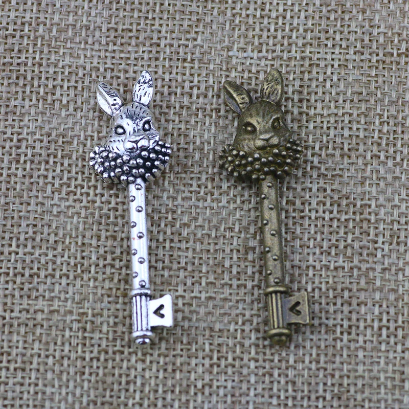 5 Pieces/Lot 48*13mm Metal Material DIY Handmade Rabbit Key Accessories Jewelry Charms For Jewelry 1005003105978165