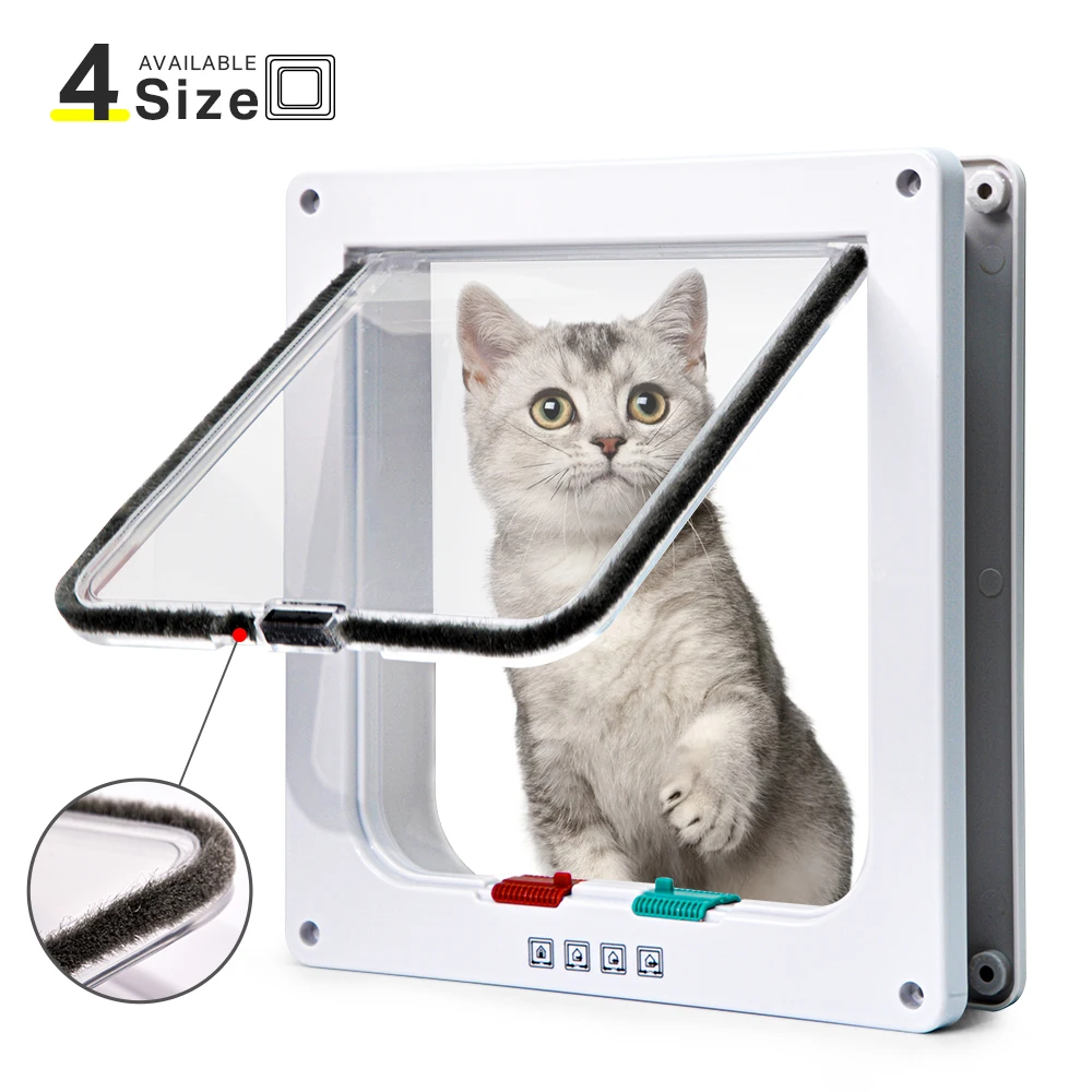 Smart Pet Door 4 Way Locking Security Lock ABS Plastic Dog Cat Flap Door Controllable Switch 1005003108747454