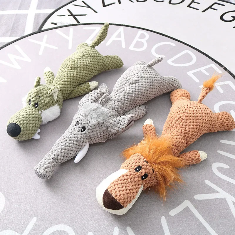 Dog Interactive Plush Toys Molar Teeth Cleaning Toy Cute Animal Modeling Lion Elephant Doll Squeaky 1005003128860844
