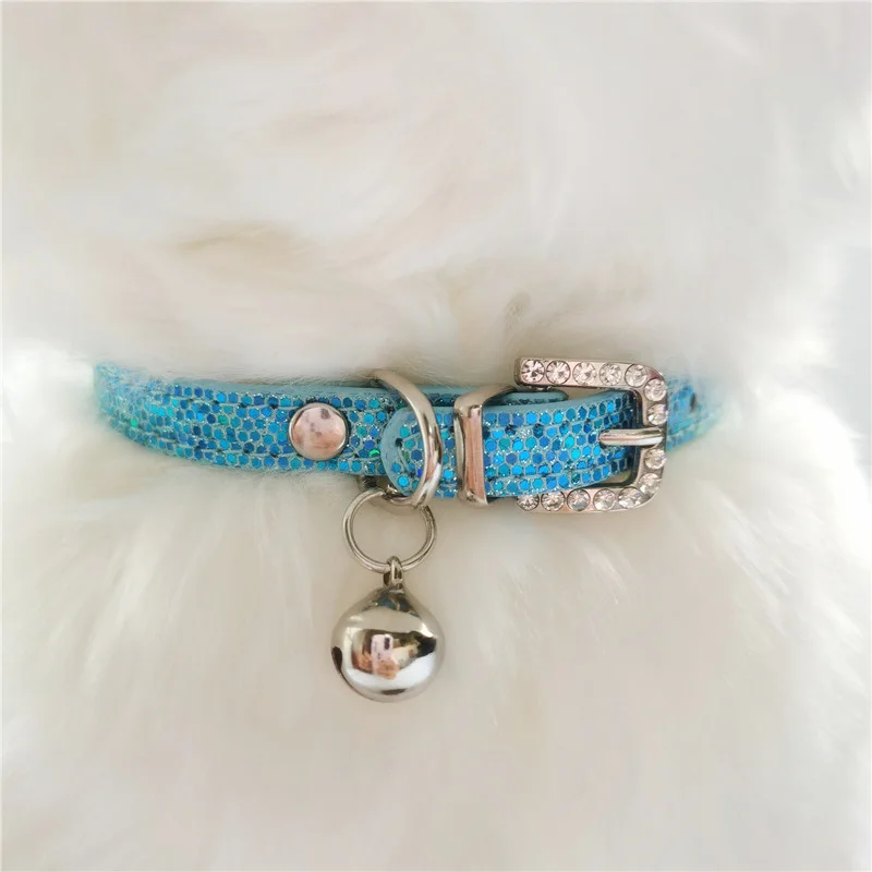 Adjustable Pet Collar with Rhinestones Cats Dogs Collar with Bells Leather Decoration Luxury Dog 1005003194609672