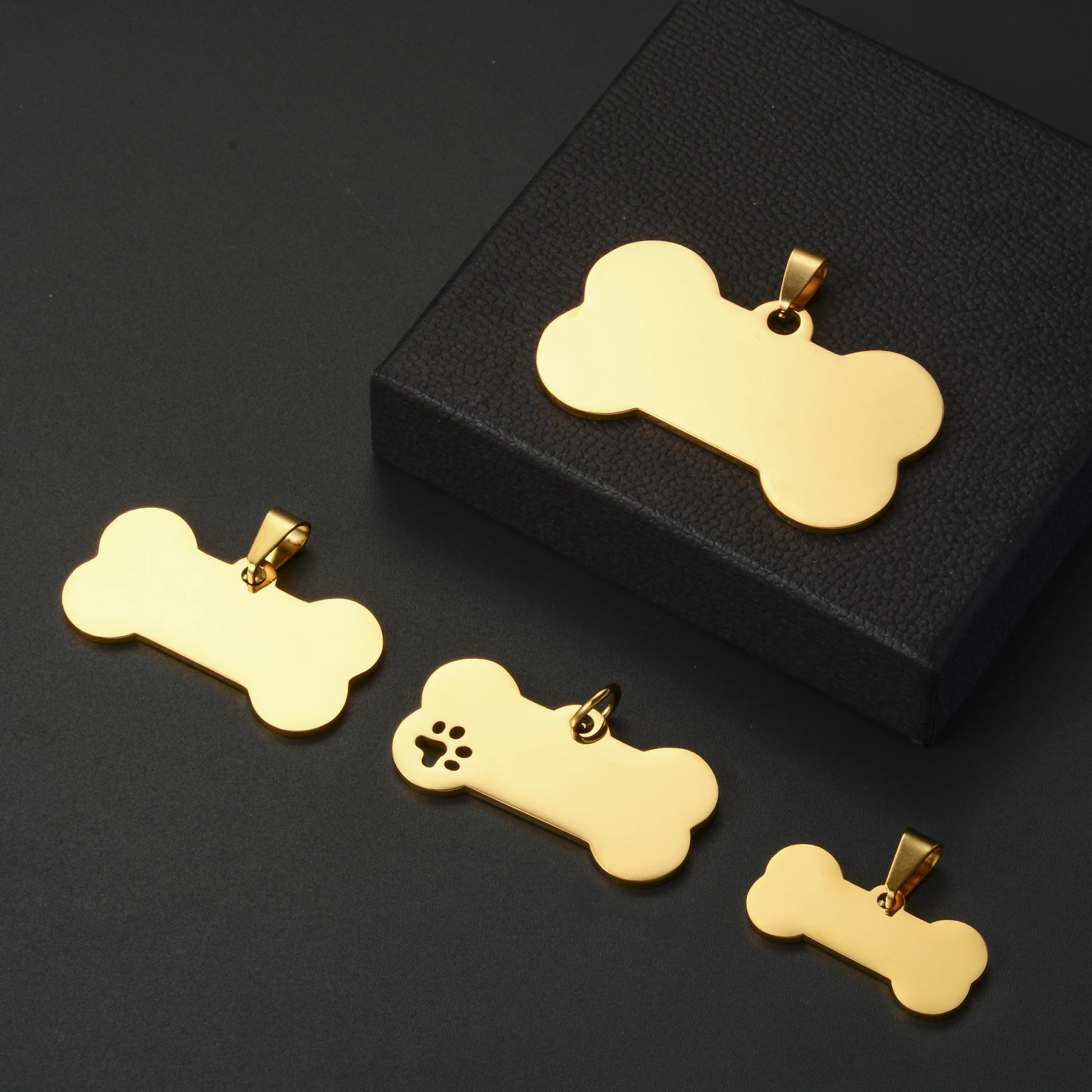 5pcs Cat Dog ID Tag Dog Stainless Steel Collar Bone Shape Pet Charm Pet Name Pendant Bone Necklace 1005003264805198