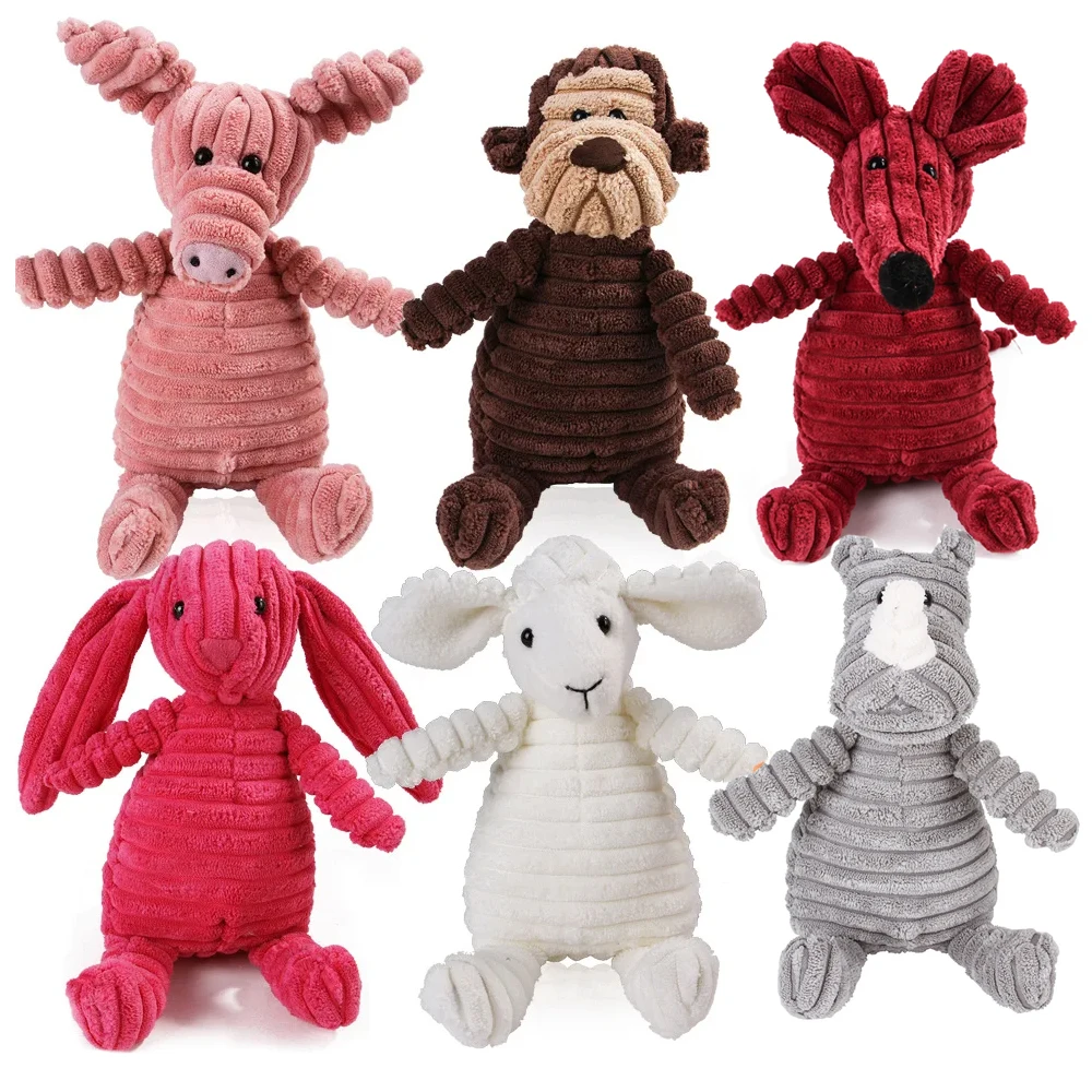 Pet Dog Molar Toy Vent Training Corduroy Monkey Pig Voice Plush Toy Dog Tooth Cleaning Supplie Dog 1005003319158399