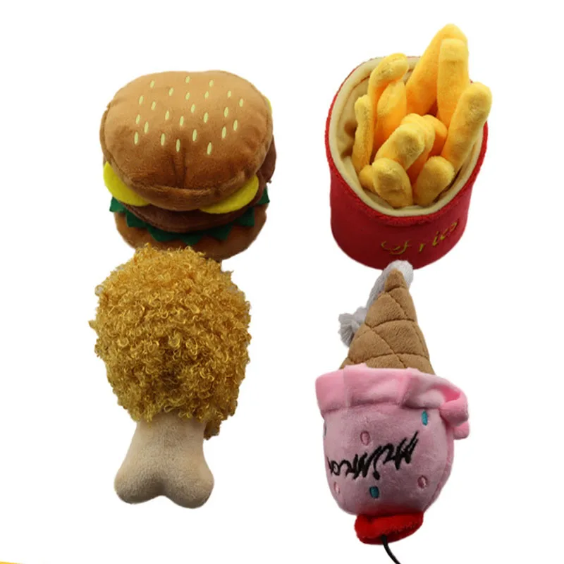 1PC Dog Chew Toy Separate combination Food Toy With Sound Hamburger Chicken Leg French Fries Pet Toy 1005003334914923