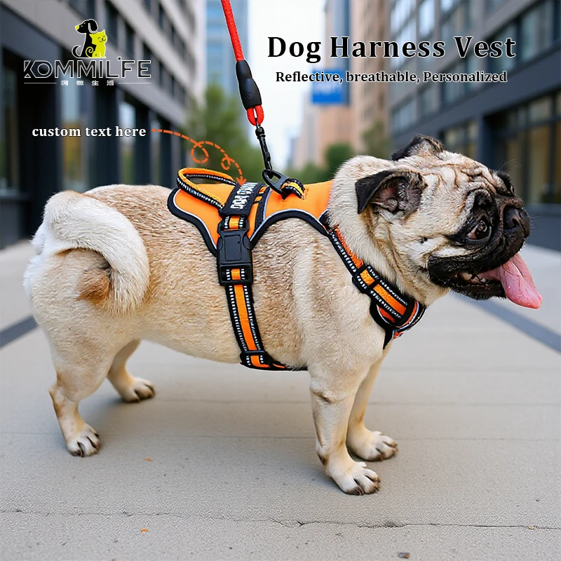 Nylon Dog Harness Vest Reflective Dog Harness Personalized Breathable Adjustable Pet Harness Leash 1005003363416880
