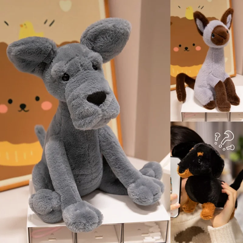 Popular Cuddly Lifelike Siamese Cat/Dachshund/Great Dane Plush Toys Soft Comfy Huggable Doll Nice 1005003368250881