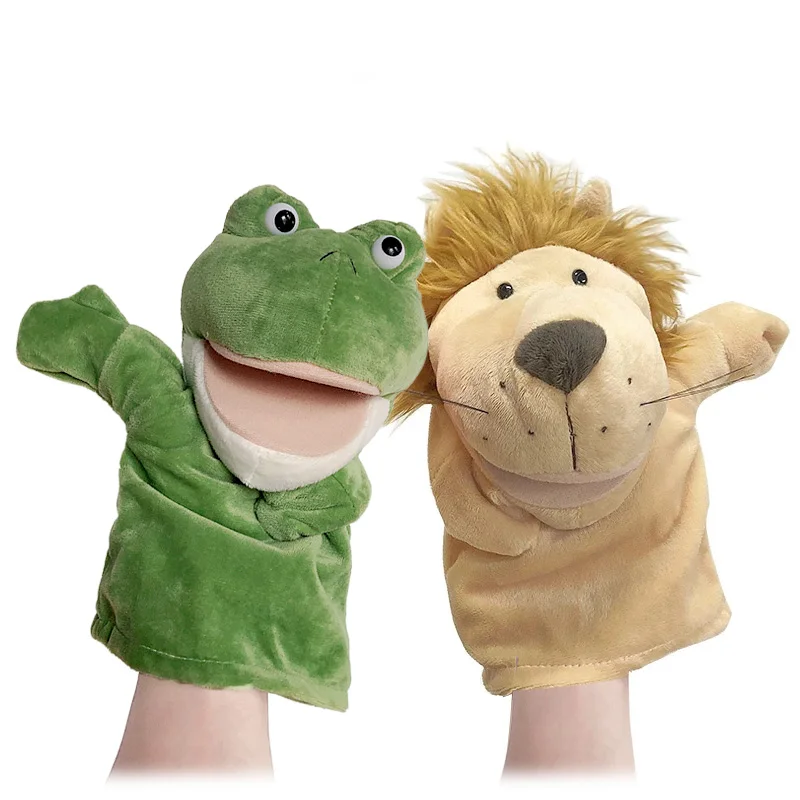 Animal Plush Doll Soft Stuffed Toys Lion Elephant Dog Dinosaur Shark Wolf Duck Kawaii Hand Finger 1005003467073341