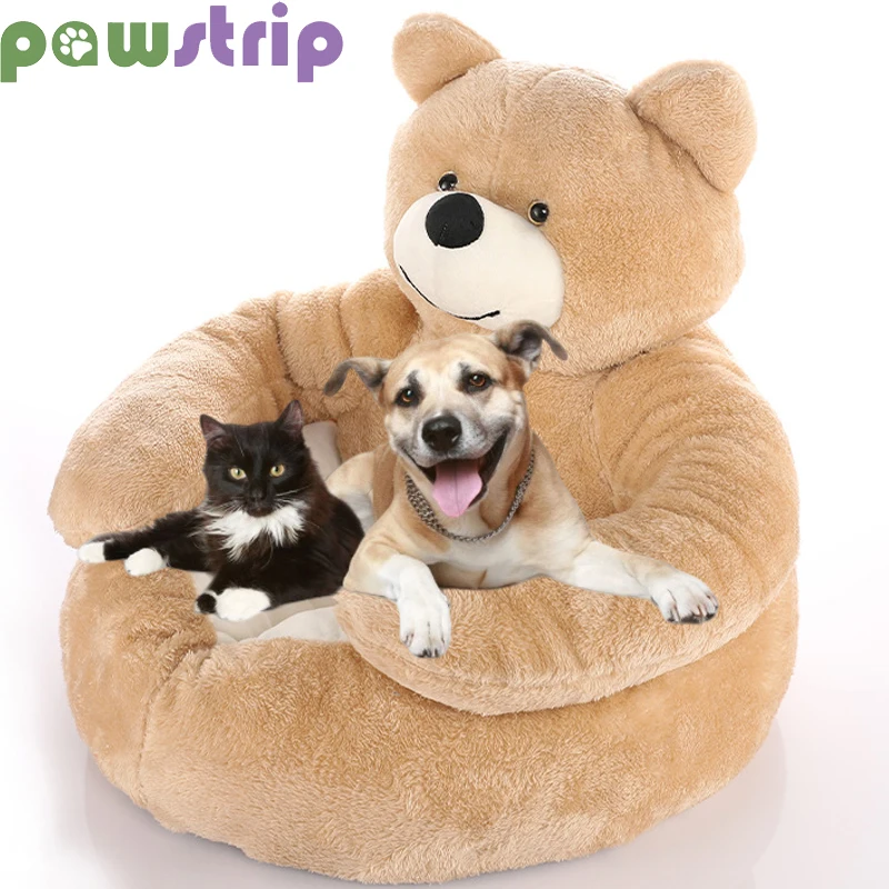 Super Soft Dog Bed Cute Winter Warm Bear Hug Cat Sleeping Mat Semi-closed Puppy Kitten Plush Nest 1005003511706442