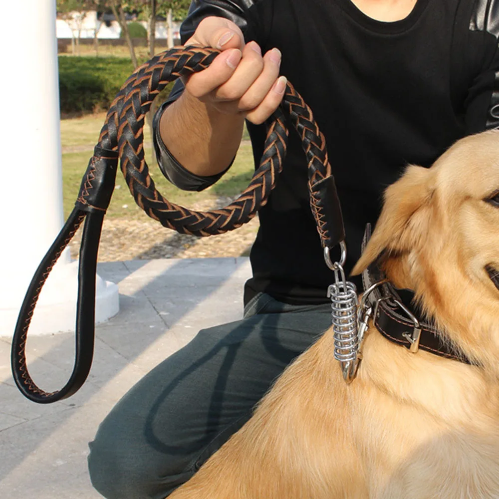 Heavy and Duty Large Dog Leash Genuine Leather Braided Dog Training Leash for Shepherd Bulldog 1005003700020394