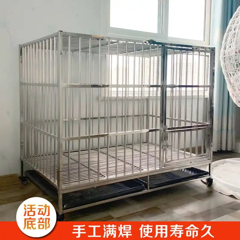 HQ Folding or Assembling Large Stainless Steel Dog Pet Cages Kennel Carriers Houses Crate with Bow 1005003704063643