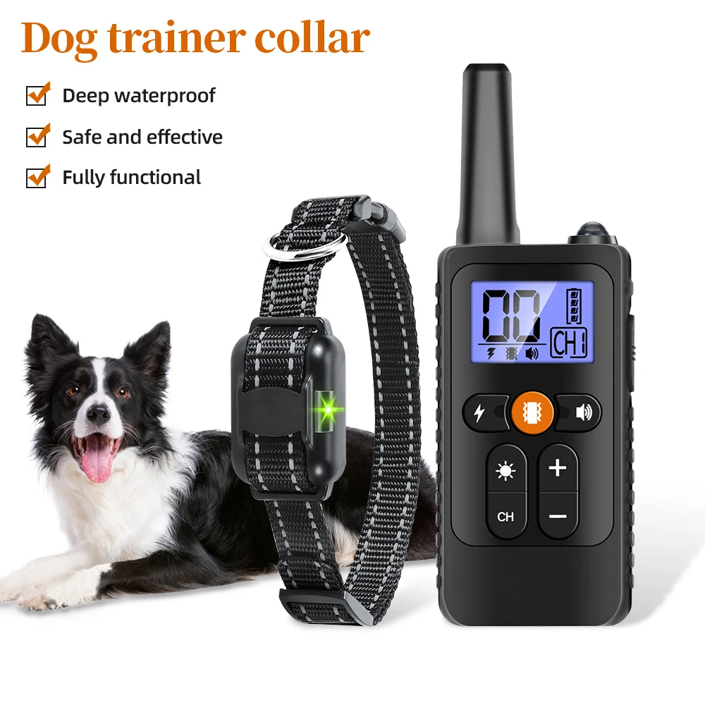 800m Dog Training Collar Waterproof Pet Remote Control Collar With Shock Vibration Sound Electric 1005003750537592