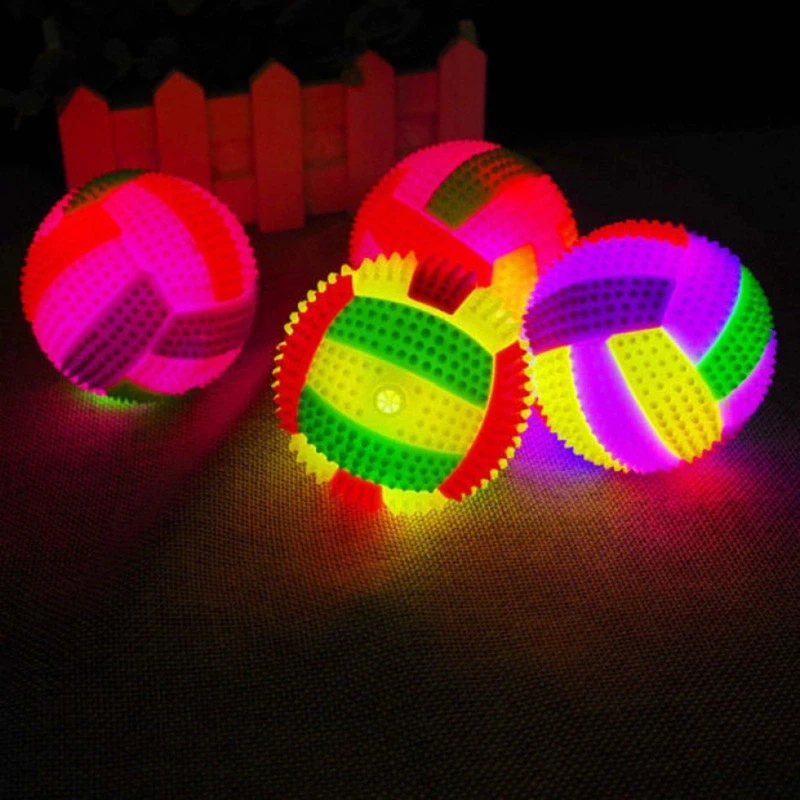 Dog Chew Toys for Small to Large Breed Dogs Squeak Glowing Balls Non-Toxic Rubber for Puppy Clean 1005003873699589