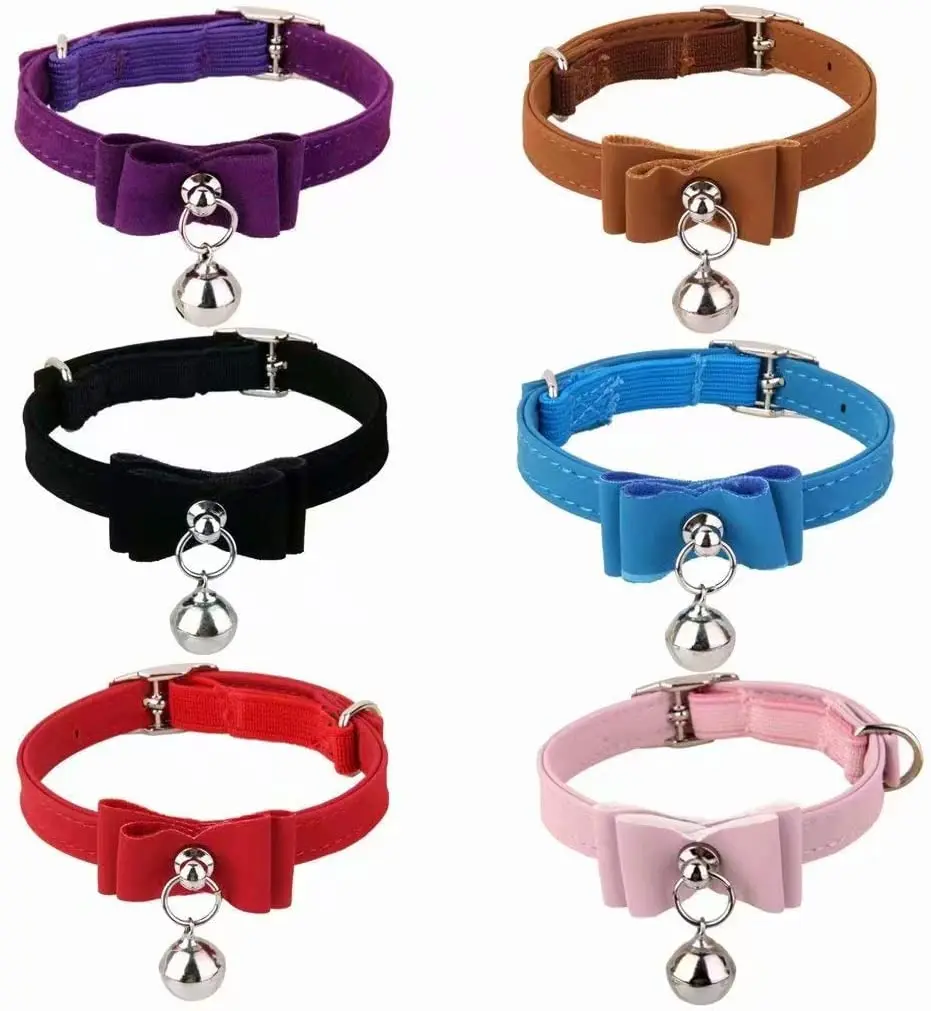 Bell Pendant Adjustable Cat Collar Bow Tie with PU Leather Necklace 1005003972451629