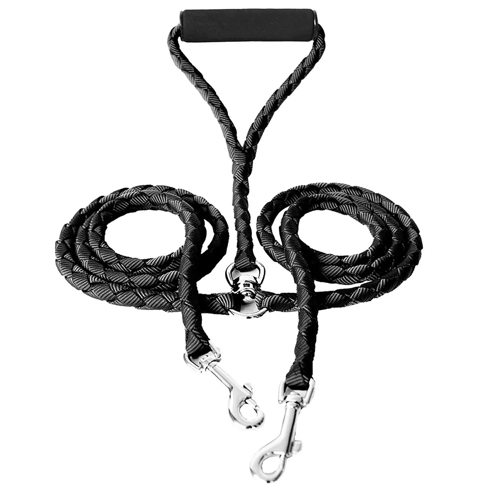 Pets Durable Strong Leash for 2 Dogs Two Way Nylon Braided Double Dog Leashes Large Dual Leads Rope 1005003975834299