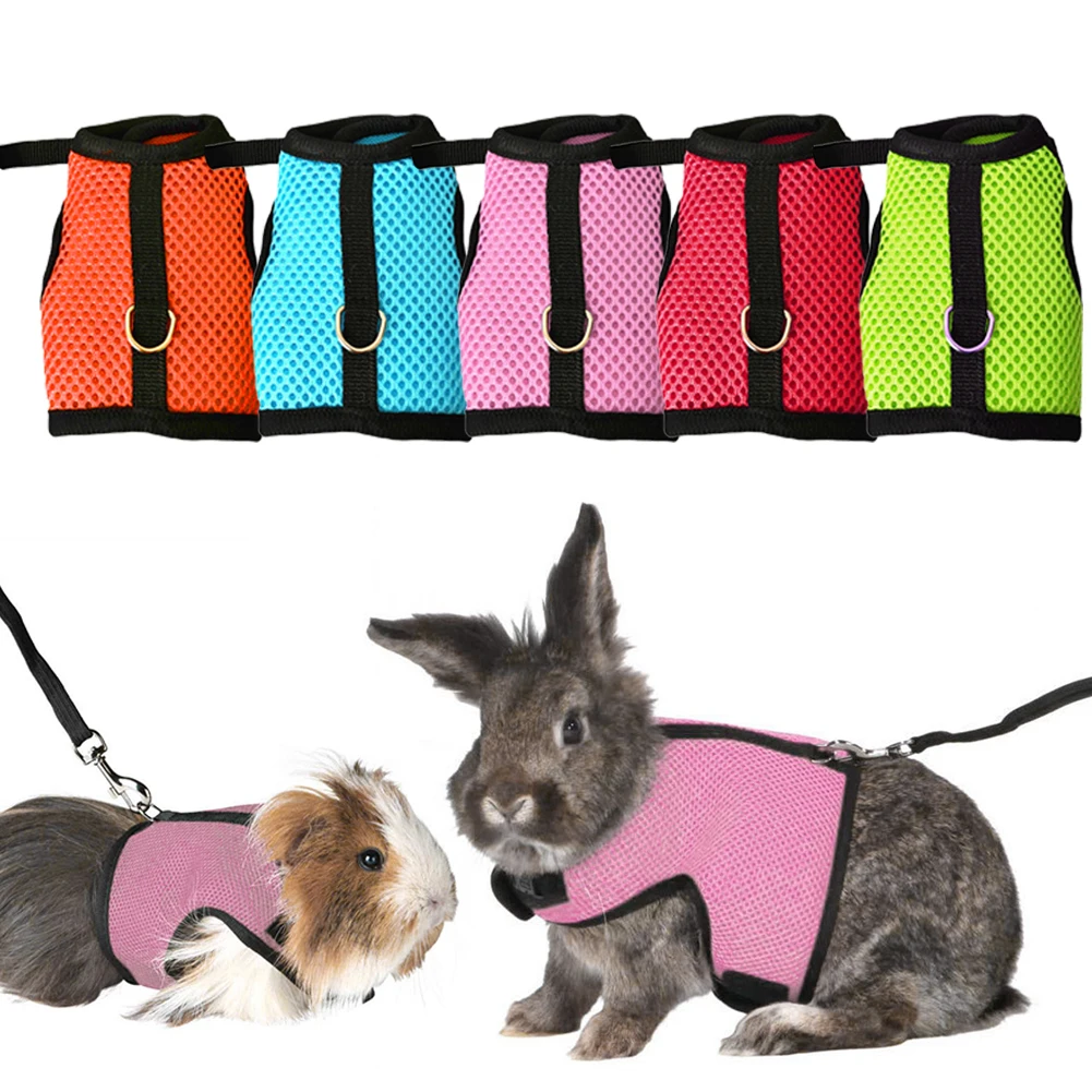Portable Small Pet Accessories Rabbit Harnesses Vest Leashes Set Soft Mesh Harness with Leash Small 1005003979357621