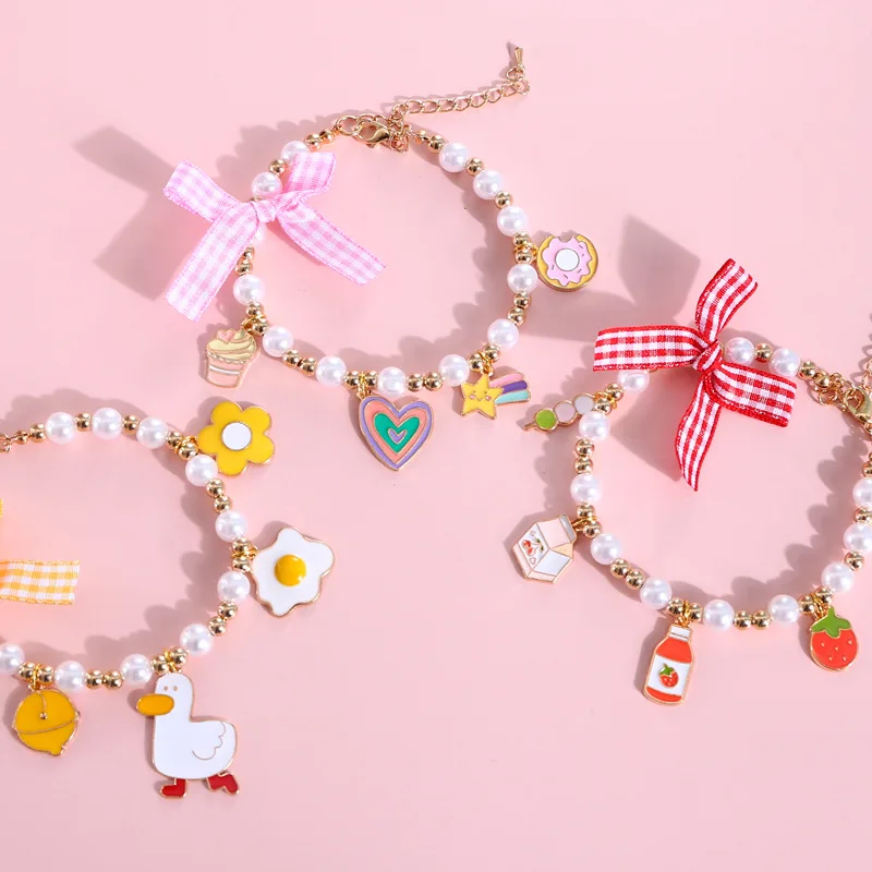 Pearl Jewelry Cute Cat Necklace Bandana Bibs Princess Rhinestone Bowknot Dog Pet Bows Collar Cute 1005004010286753