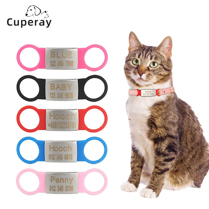 Pet ID Tag Silicone Stainless Steel Dog Cat Personalized Name Collar Engraved Tags Accessories Name 1005004071647626