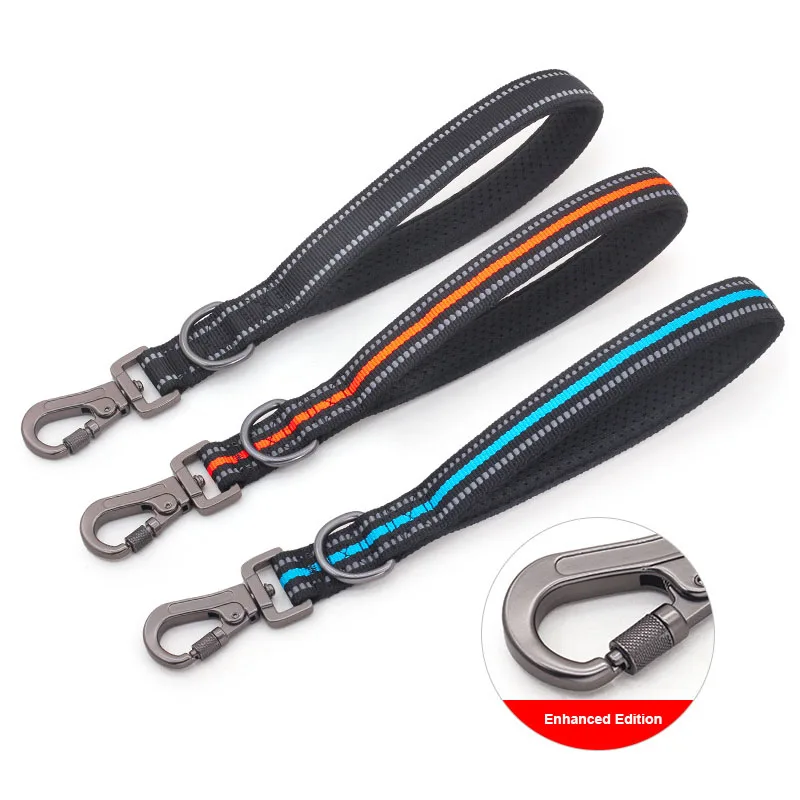 30cm 45cm Dog Rope Short Dog Lead Nylon Reflective Big Dog Training Leash With Zinc Alloy Lock 1005004096277373