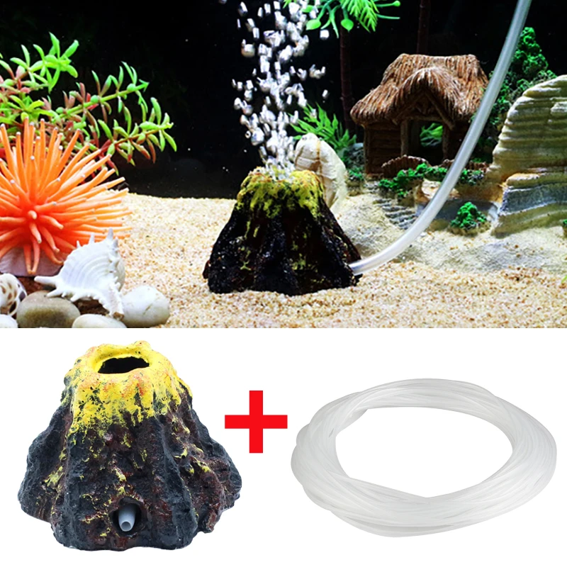 Fish Tanks Landscaping Simulation Volcano Aquarium Accessories Rockery Ornaments Aeration Pump 1005004114017838