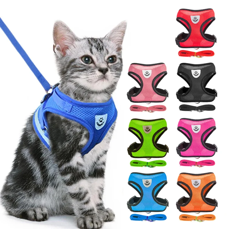 Cat Dog Harness Adjustable Vest Walking Lead Leash For Puppy Dogs Collar Polyester Mesh Harness For 1005004167676730