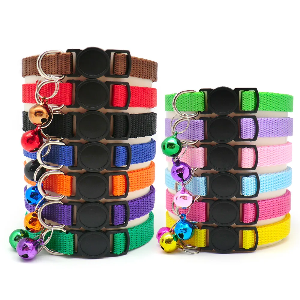 Wholesale 100PCS Pet Cat Dog Collar With Bell Delicate Safety Casual Rabbit Solid Color Neck Strap 1005004205030918