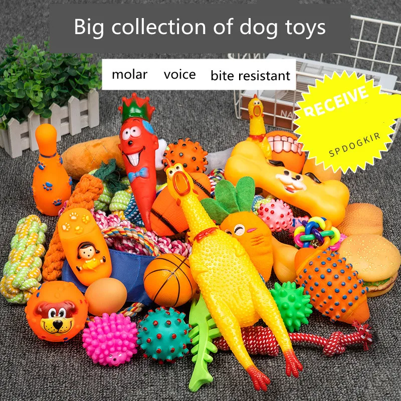 Dog Toys Pet Ball Bone Rope Squeaky Plush Toys Kit Puppy Interactive Molar Chewing Toy for Small 1005004266301605