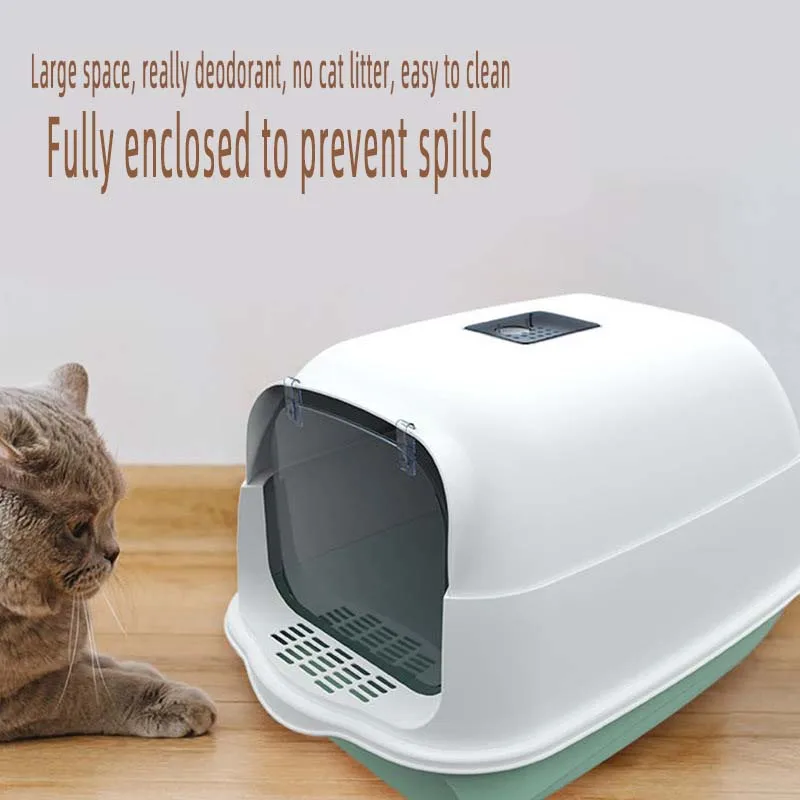 Pet Litter Box Fully Enclosed Spillproof Deodorant Cat Toilet Two-Way Shovel Large Capacity Cat 1005004286862877