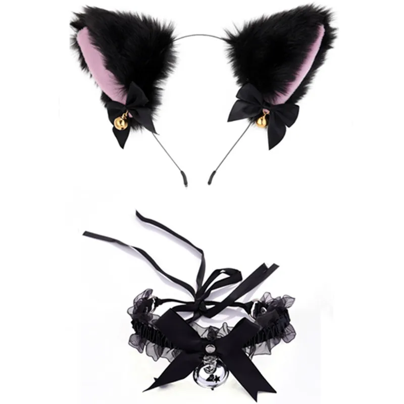Cat ears bell headband lace collar set Christmas cosplay sexy accessories cosplay ears 1005004317103820