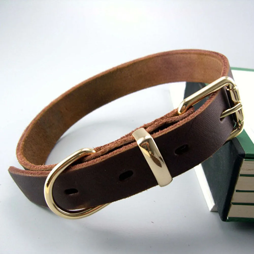 Classic Heavy Duty Dog Collar Strong Real Leather Dog Collar with Tough Rust-Proof All Metal 1005004323929288