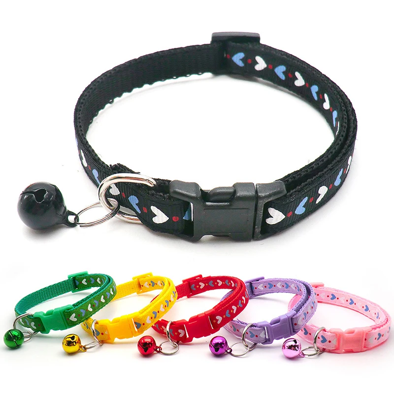 Cat Collar Colorful Cartoon Print Cats Puppy Collar with Bells Adjustable Nylon Buckle Collars Pets 1005004328548273
